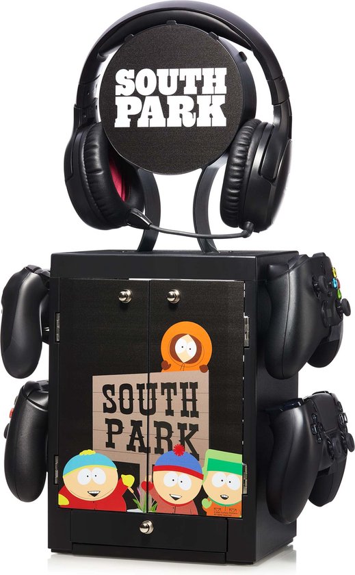 Foto: Numskull south park inspired gaming locker voor 4 controllers 10 games koptelefoon