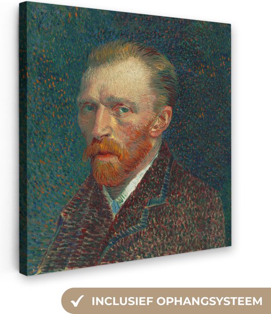 Canvas - Schilderij Kunst - Van Gogh - Oude meesters - Zelfportret - 20x20 cm - Muurdecoratie - Slaapkamer