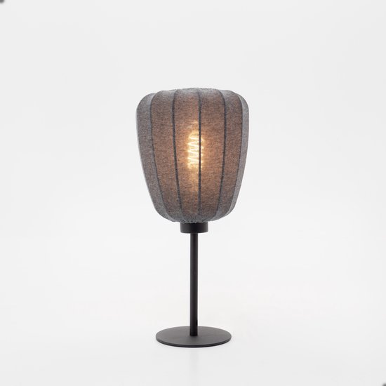 Lampe de table EGLO Barlaston / E27 - 39 cm - Zwart/ Grijs - Textile