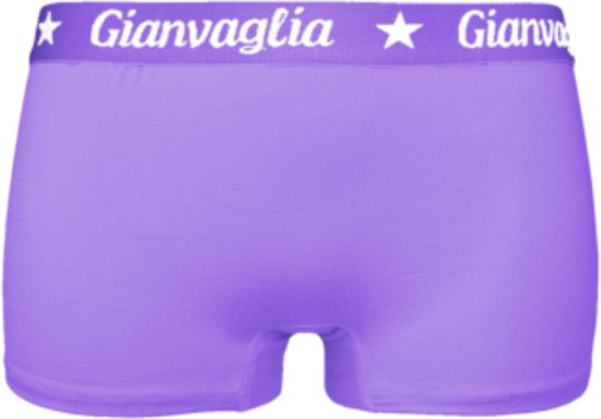 Lichtpaarse boxershort met elastische band met "Gianvaglia"-logo en sterren.