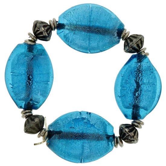 Behave Elastische armband met blauwe glaskralen