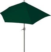 Halfrond parasol Parla, half parasol balkonparasol, UV 50+ polyester/aluminium 3 kg ~ 300 cm groen zonder standaard