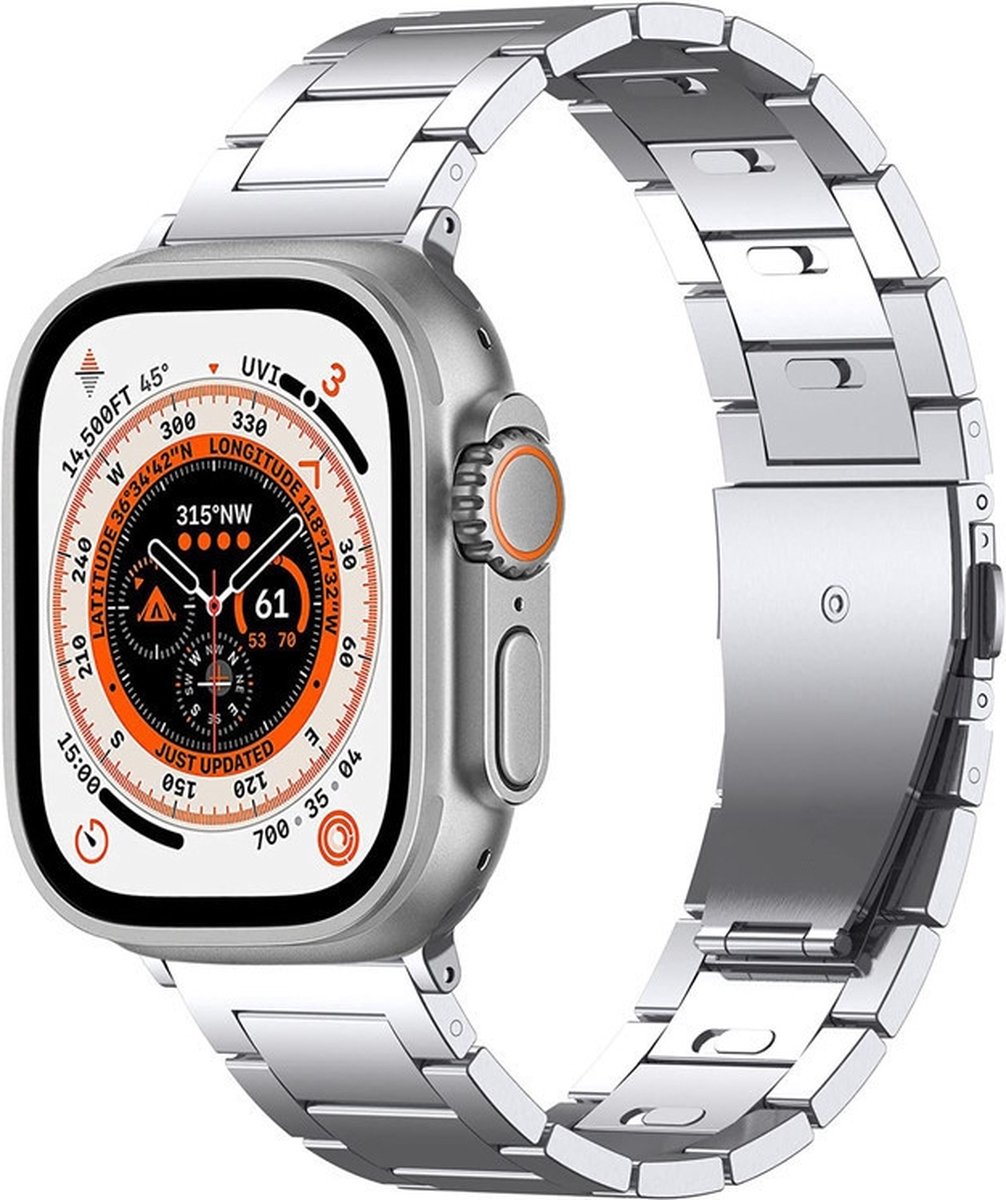 By Qubix - Titanium band - Zilver - Geschikt voor Apple watch 38mm / 40mm / 41mm / 42mm