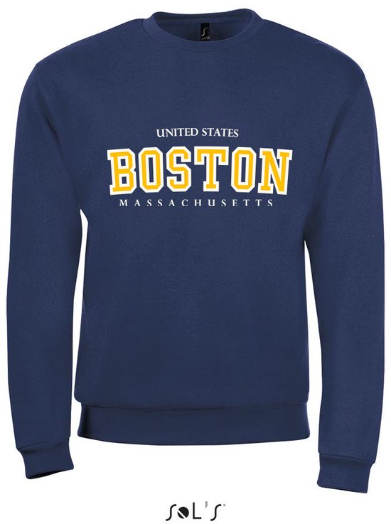 Sweatshirt 2-202 Boston Massachusetts -geel - Navy, 4xL