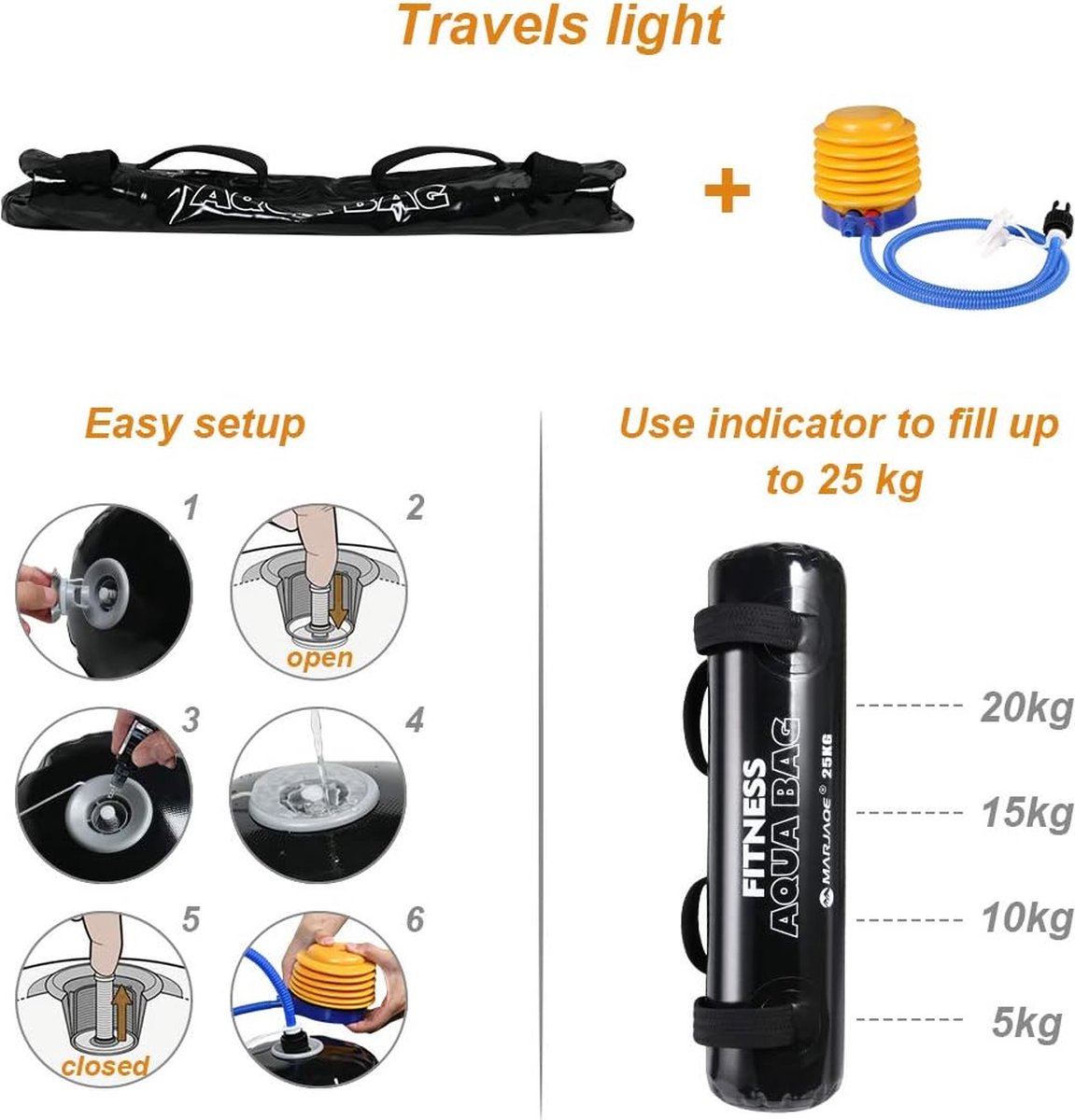 Ysaca Aqua Bag, verstelbare watertas, trainingspowerbag met watergewicht, Bulgaarse tas voor gewichtheffen, thuistraining, draagbaar fitnessapparaat, intervaltraining, 35 kg