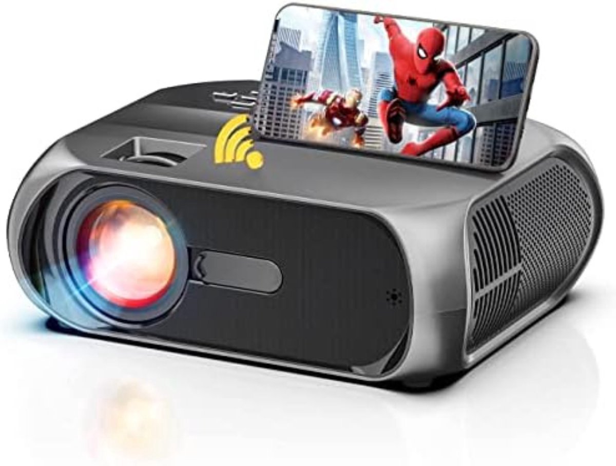 Mini beamer - Mini projector - Mini beamer smartphone - Mini beamer met wifi en bluetooth - Donkergrijs