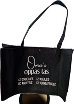 Oma's oppas tas - vilt - shopper - zwart