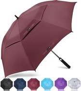 Golfparaplu, hoogste kwaliteit, koepelmaat 157 of 172 cm, regen- en stormbestendig, gemakkelijk openingsmechaniek, rood