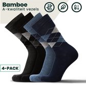 Bamboe Sokken | Geruite Sokken | Anti-zweet Sokken | Naadloze Sokken | Heren Sokken | Dames Sokken | 4 Paar - Kleurmix | Maat: 46-47 | Merk: Bamboosa