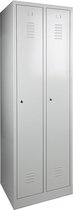 ABC Kantoormeubelen industriële locker garderobekast 2- delig deur grijs op de sokkel en opening voor hangoogsluiting (zonder hangslot geleverd)