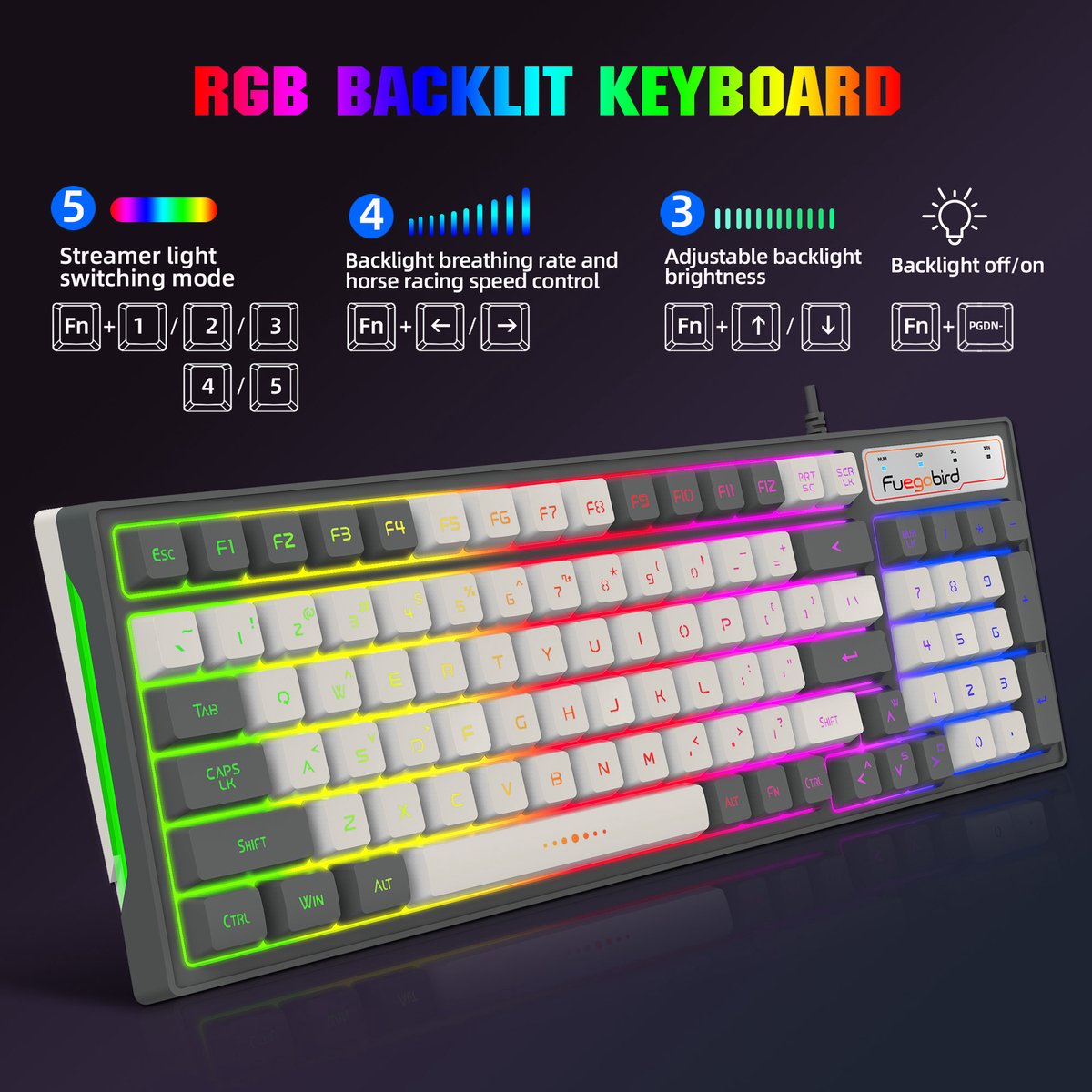 Clavier Gaming Mécanique Filaire HXSJ L600 - QWERTY - 87 Touches