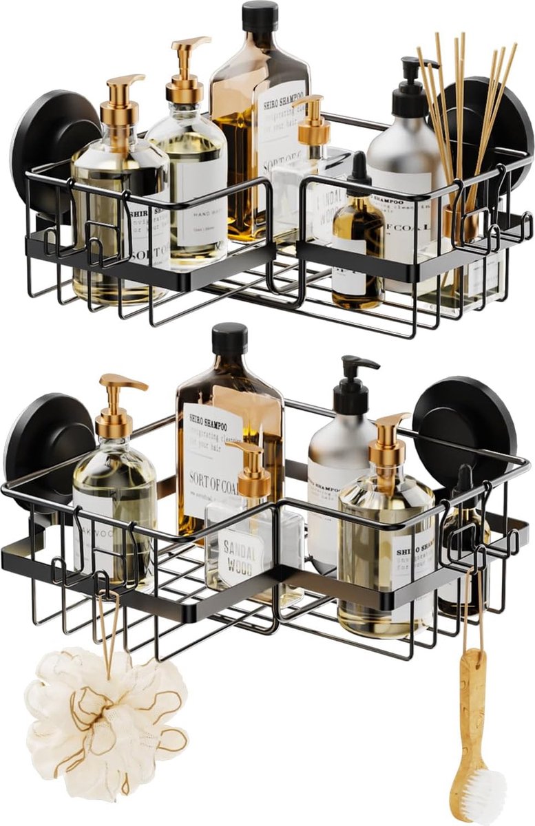 Corner Shower Caddy Suction Cup Shower Shelf No Drilling Shower Corner