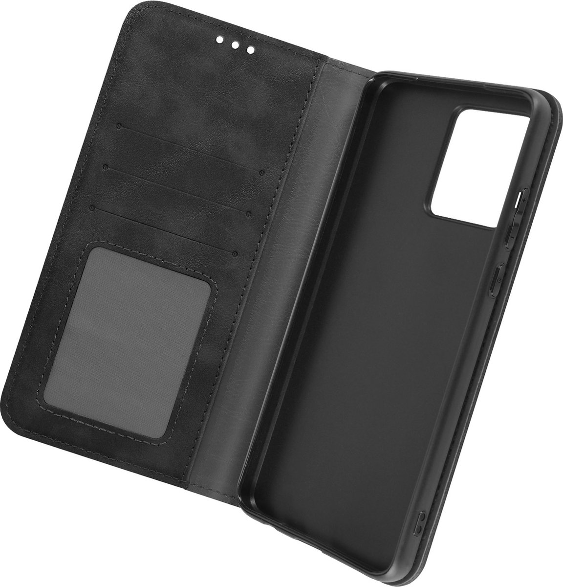 Avizar Foliohoes Geschikt voor Motorola Moto G84 Portemonnee, Geo collectie, Zwart