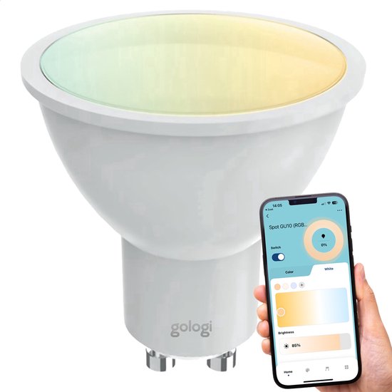 Gologi Slimme Spot - Smart Lamp - LED - Ledlamp - Warm Wit Licht - Smart GU10 - CCT - 800 Lumen - 5 kWh