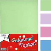 Creakit Knutselkarton Pastel - Pastel papier - Knutselen - A4 formaat – 50 Vellen - 150 gram - Pastel - Bauw/wit/rood/groen/geel