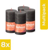 Bolsius - Rustieke Kaars - 4 Stuks - Antraciet - 13cm - Voordeelverpakking 6 stuks