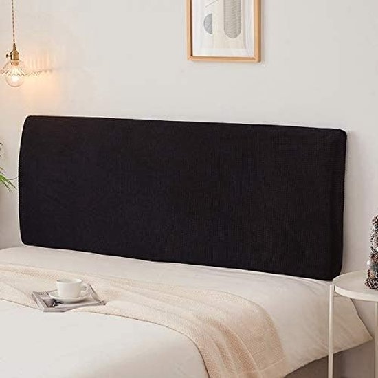 Housse de protection pour tête de lit, housse de tête de lit tout compris, housse de tête de lit extensible, élastique, pour tête de lit rembourrée, noir, 170-190 cm