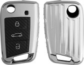 kwmobile Sleutelhoesje geschikt voor VW Golf 7 MK7 3-knops autosleutel - Autosleutel hoesje - Sleutelhoes - hoogglans zilver