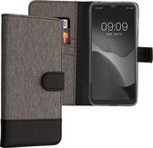 kwmobile telefoonhoesje geschikt voor Motorola Moto E13 - Hoesje met pasjeshouder in grijs / zwart - Case met portemonnee