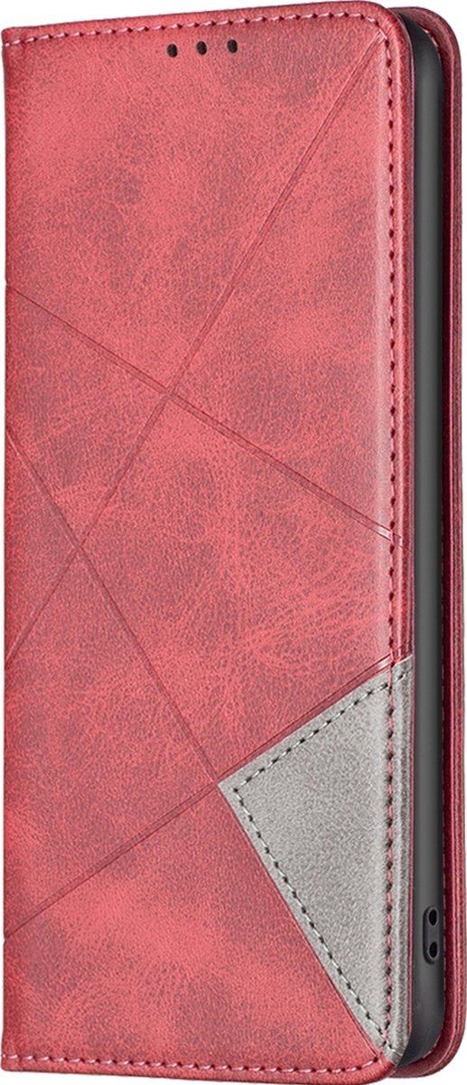 Mobigear Telefoonhoesje geschikt voor Samsung Galaxy S24 Plus Hoesje | Mobigear Rhombus Slim Bookcase | Pasjeshouder voor 2 Pasjes | Telefoonhoesje voor Pinpas / OV Kaart / Rijbewijs - Rood