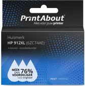 PrintAbout huismerk Inktcartridge 912XL (6ZC74AE) 4-kleuren Multipack geschikt voor HP