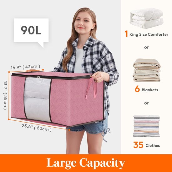 WRAPPYBAG 10 XXL-opbergzakken - Grote tas voor verhuizingen of reizen - Stevige, dikke en luchtdichte tas met versterkte handvatten - Kleding /dekbed/kussen - 75 x 36 x 38 cm - Venster