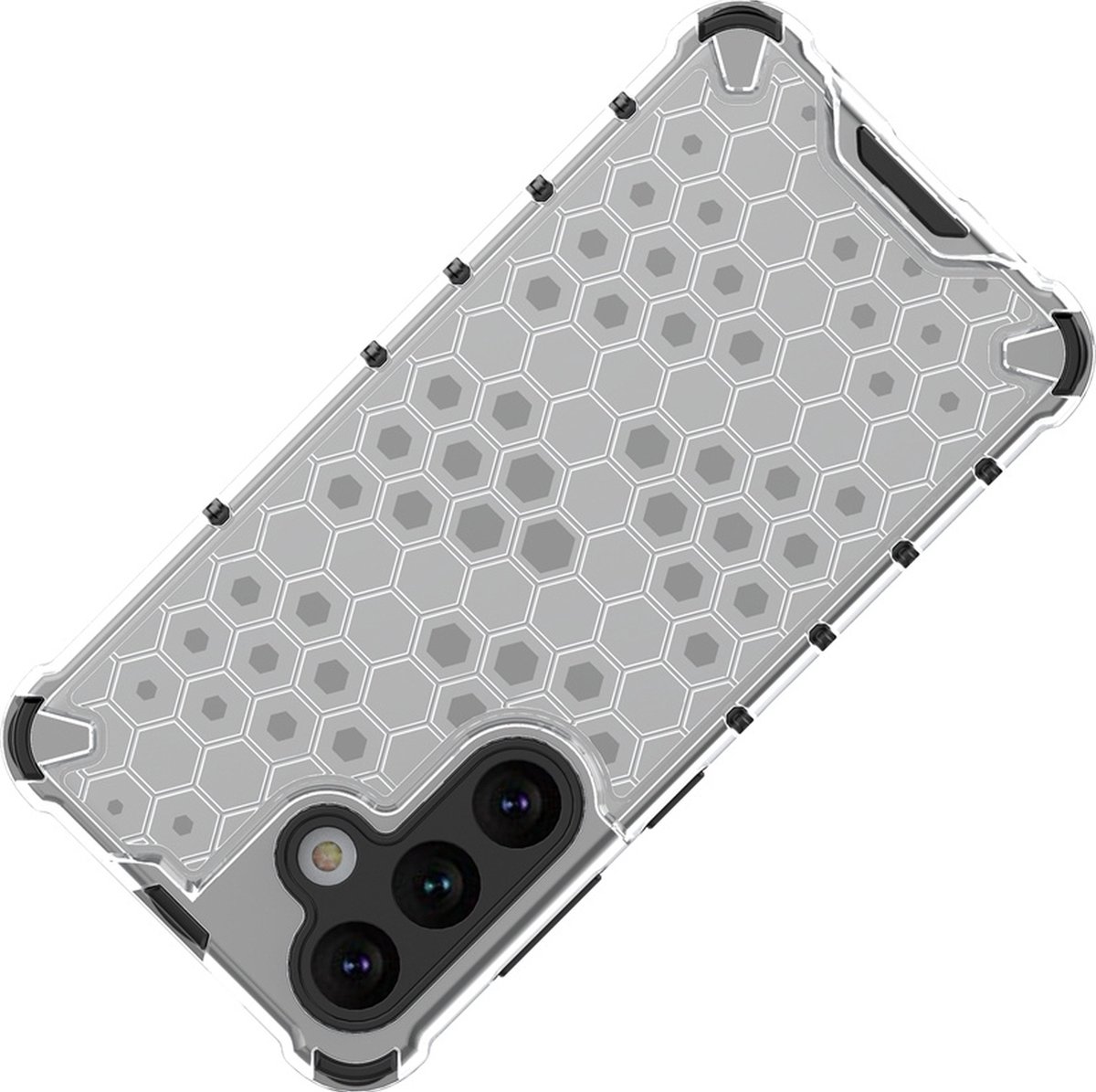 Mobigear Hoesje geschikt voor Samsung Galaxy S24 Telefoonhoesje Hardcase | Mobigear Honeycomb Backcover Shockproof | Schokbestendig Galaxy S24 Telefoonhoesje | Anti Shock Proof - Wit