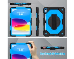 Mobigear SureGrip Xtreme Tablethoes geschikt voor Apple iPad 10 (2022) Hardcase Backcover + Schouderband + Standaard - Blauw