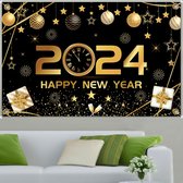 Happy New Year Banner, oudejaarsavond feestbanner voor oudejaarsavond feestartikelen 2024, Happy nieuwe jaar Banner voor Gelukkig Nieuwjaar decoraties 2024