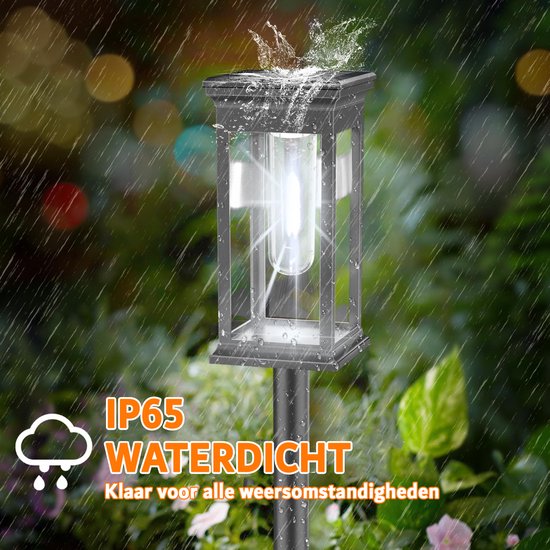 GIGALUMI 10 stuks buitenlampen op zonne-energie, heldere padverlichting op zonne-energie met groot patroon, waterdicht, auto on/off solarverlichting voor buiten, tuin, looppad, oprit, gazon, pad (wit