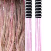 2 x clip-in FUCHSIA Hair Tinsels - Glitter Extensions - Glitterhaar - Glitter Haar Extensions - clip extensions fuchsia
