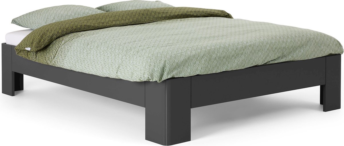 B Bright Fresh 400 Bed 140 x 220 cm - Bedframe Antraciet - Bedombouw - Instaphoogte: 40cm - Tweepersoonsbedden