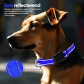 Reflecterende Hondenhalsband - Reflecterend - DonkerBlauw - Maat M - 35/50 CM