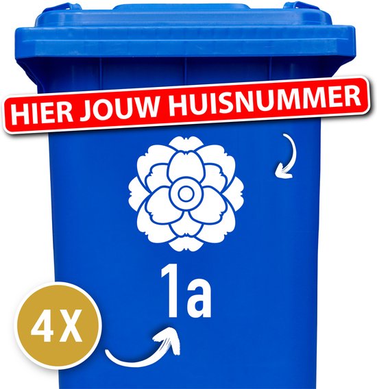 Lotus - Container sticker - kliko sticker - Wit - 4 Stuks - Stickers volwassenen - Cijfer stickers - Container stickers
