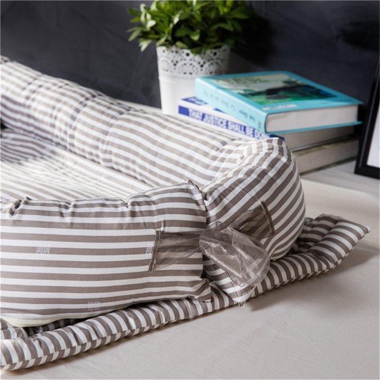 Draagbaar babybed – Baby bed - Babynest – Babynestje – 100% Katoen – Grijs/Wit