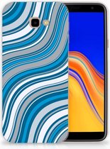 Geschikt voor Samsung Galaxy J4 Plus (2018) TPU Siliconen Hoesje Design Waves Blue