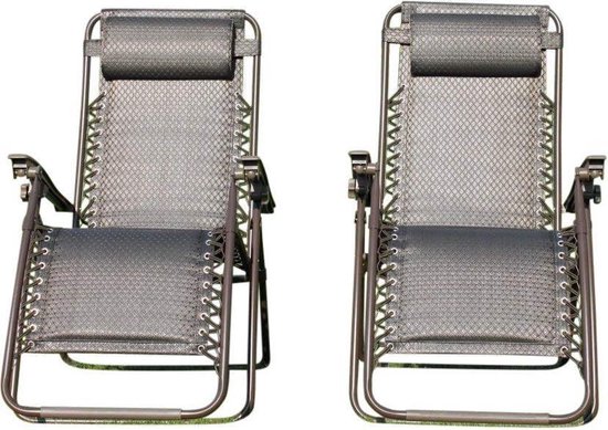 Set van 2 comfortabele ligstoelen voor in de tuin - Tweed - Textoline -  verstelbaar -... | bol.com