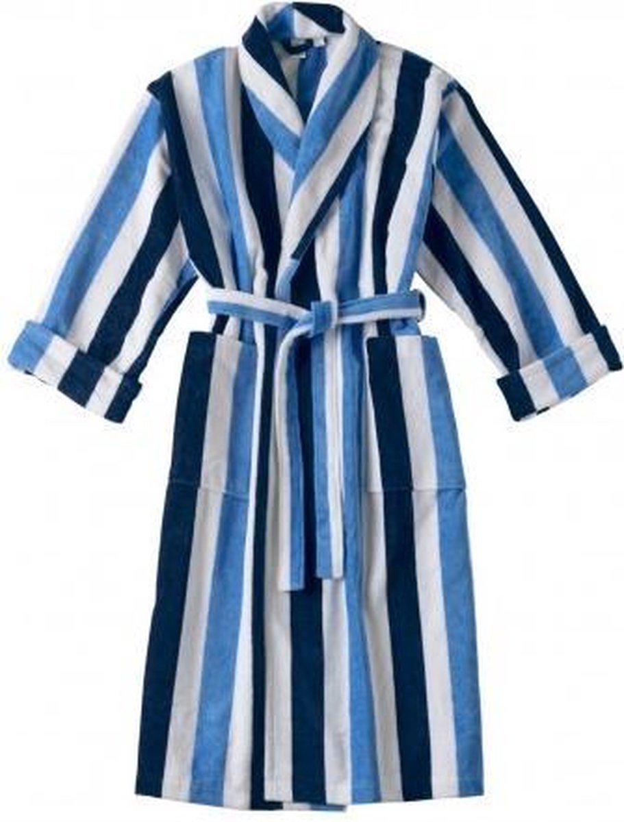 Elias luxe badjas Stripes Blauw/wit MAAT S