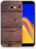 Geschikt voor Samsung Galaxy J4 Plus (2018) TPU Siliconen Hoesje Old Wood
