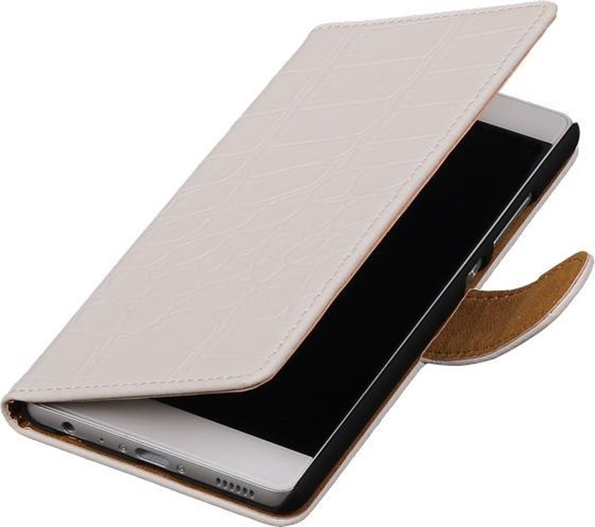 Nokia Lumia 830 Book Case Croco Wit Hoesje