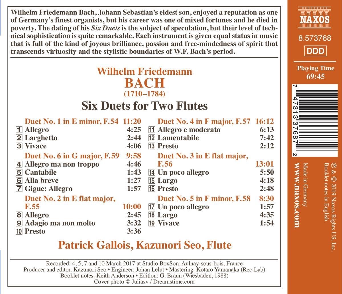 Wilhelm Friedemann Bach Duets For Two Flutes, Kazunori Seo CD (album