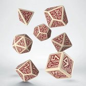 Dwarven polydice set, ivoorkleur met bordeauxrood