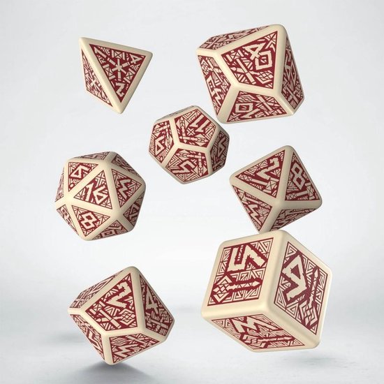 Afbeelding van het spel Dwarven polydice set, ivoorkleur met bordeauxrood