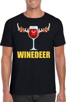 Foute Kerst t-shirt wijntje Winedeer zwart voor heren L