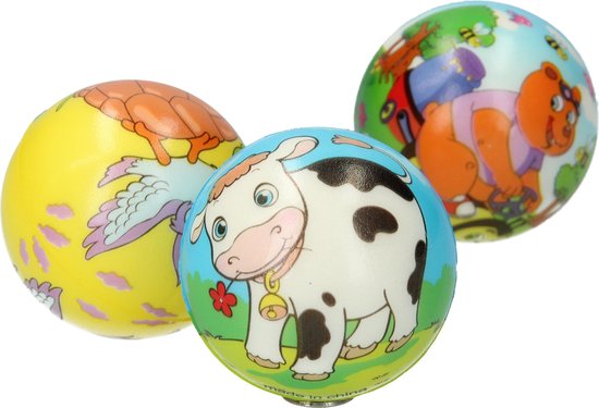 Foto: Stressbal hard density 6cm sensomotorische stimulatie anti stress 3 stuks met vrolijke dieren
