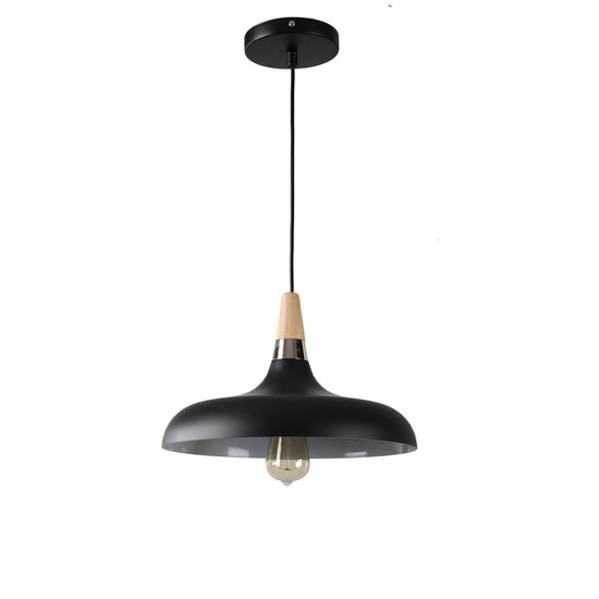 Hanglamp Zwart Aluminium met hout - Valott Hanna
