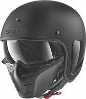 Shark S-Drak Blank Kma Mat Zwart Jethelm - Motorhelm - Maat XL