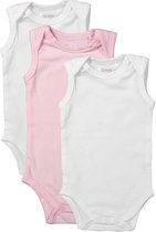 Dirkje Unisex Set(3delig) Rompers Mouwloos Wit Roze - Maat 50/56