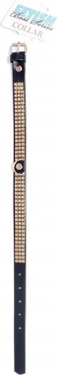 Goedkoopste Bossoftoys - FETISH -Halsband met diamanten steentjes - fake gouden diamanten Collar - 2 CM - Goud kleurig - stijlvol