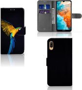 Coque Téléphone Huawei Y6 (2019) Housse en Cuir Premium Flip Case Portefeuille Etui pour Perroquet